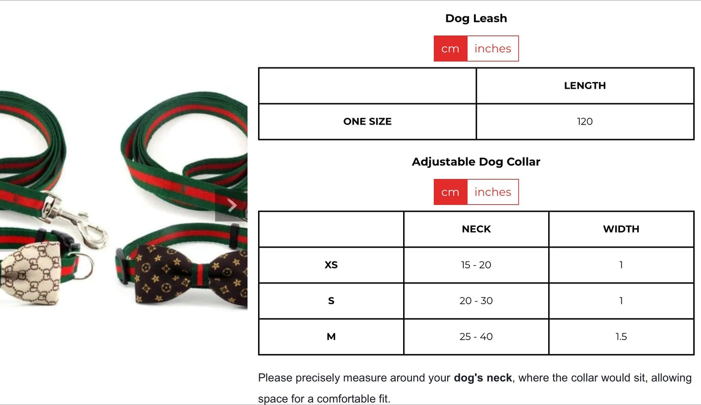 GG Bow Tie Collar Leash Redux Set