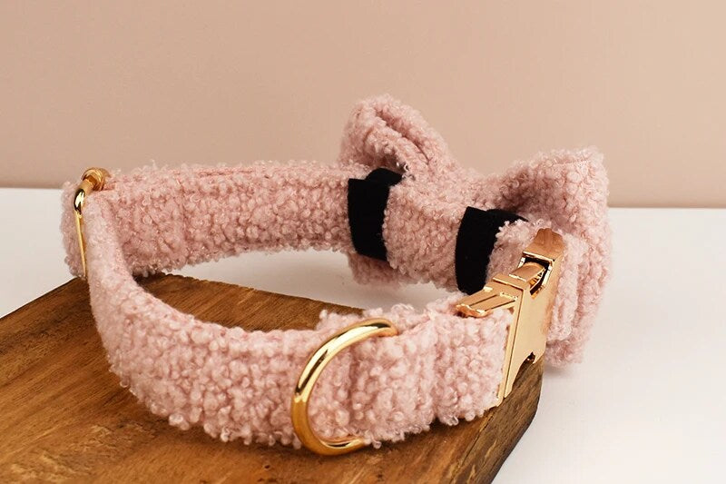 Teddy Bow Collar And Leash Vintage Set