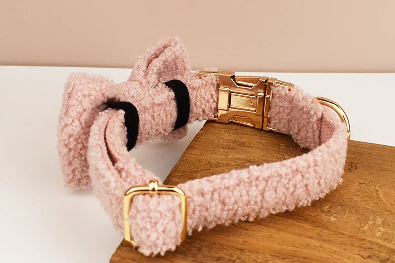 Teddy Bow Collar And Leash Vintage Set