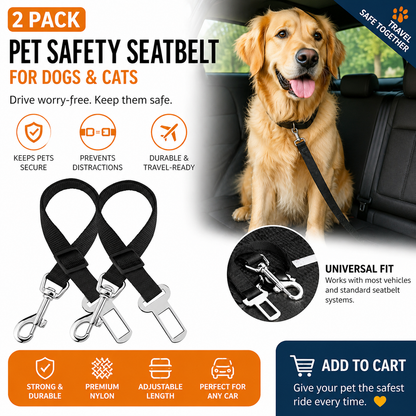 2 Pack Pet Safety Seatbelt for Dogs & Cats
