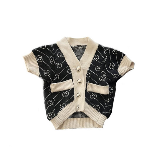 Elegant Dog Cardigan Raw Sweater