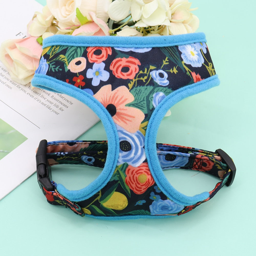 Cute Printed Flower Adjustable Backspin Harness